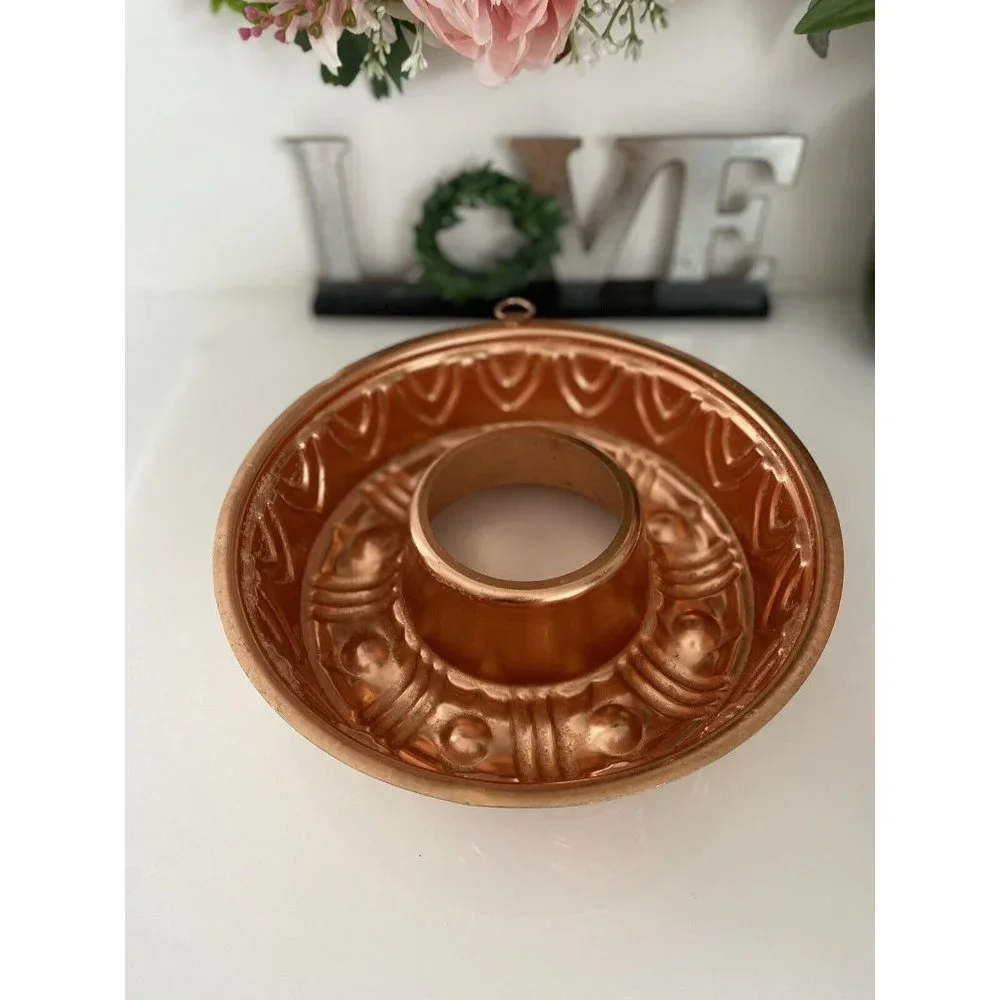 Vintage Mid Century Mirro USA 3 1/2 Cup Gelatin Mold Copper Rose Gold Tone EUC‎